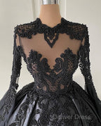 Custom Black African Wedding Gown, Satin Black Wedding Dresses, African Evening Prom Dresses