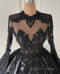 Custom Black African Wedding Gown, Satin Black Wedding Dresses, African Evening Prom Dresses