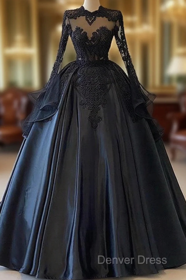 Custom Black African Wedding Gown, Satin Black Wedding Dresses, African Evening Prom Dresses Main image