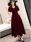 Custom Chiffon Wine Red Short Sleeves Prom Dresses For Holly