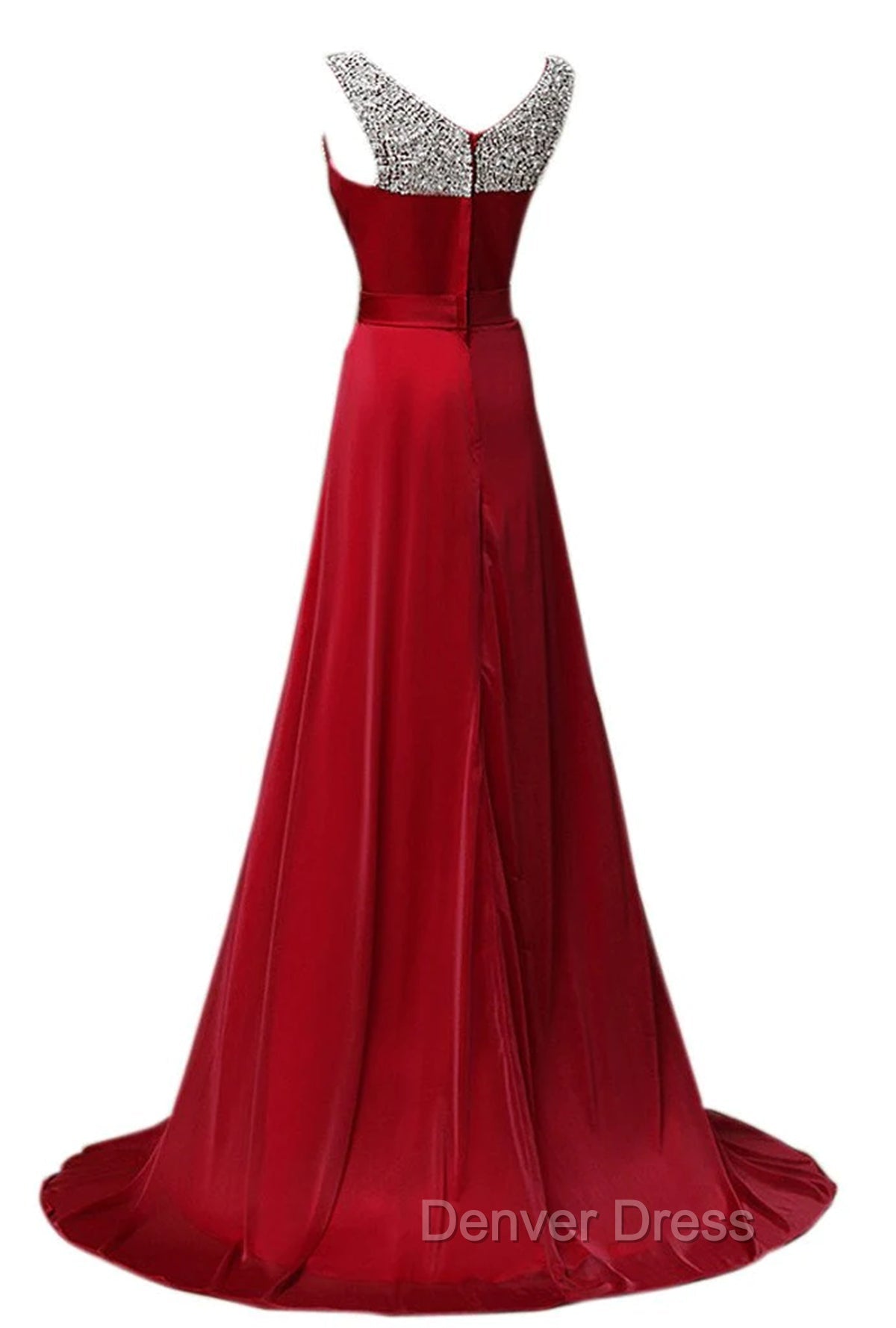 Custom Made A Line Dark Red Round Neck Long Prom Dress, Bridesmaid Dress, Prom Dresses Secondary image