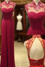 Custom Made A Line High Neck Backless Lace Prom Dress, Long Prom Dress, Bridesmaid Dresses