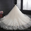 Custom Made A Line Long Tulle Lace Ivory Wedding Dresses With Train
