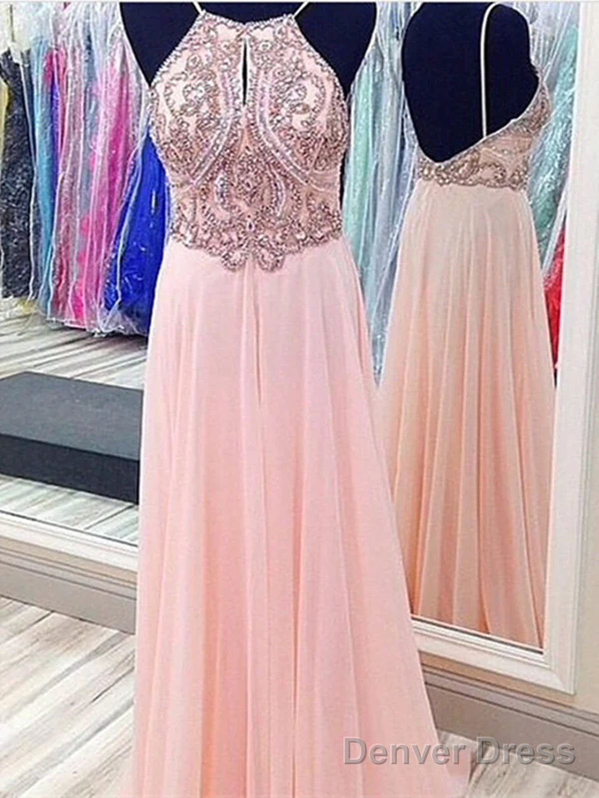 Custom Made A Line Pink Backless Prom Dress, Formal Dresses, Pink Backless Bridesmaid Dresses