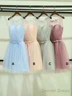 Custom Made A Line Round Neck Short Light Blue Prom Dress, Short Graduation Dress, Homecoming Dress, Short Bridesmaid Dresses