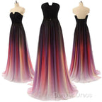 Custom Made Backless Ombre Chiffon Long Prom Dress, Ombre Bridesmaid Dress, Prom Dresses
