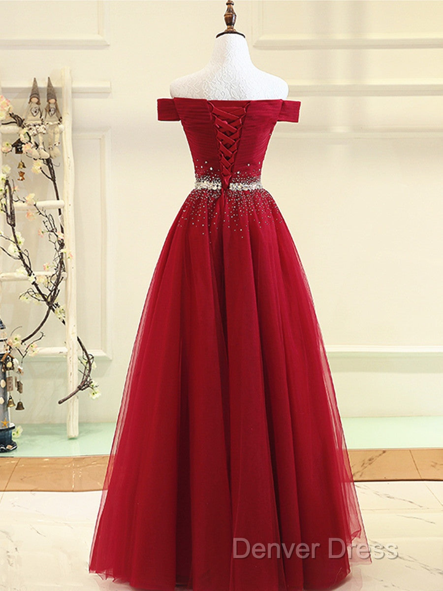 Custom Made Burgundy Off Shoulder Prom Dress, Burgundy Prom Dress, Off Shoulder Prom Dress, Bridesmaid Dresses Secondary image