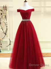 Custom Made Burgundy Off Shoulder Prom Dress, Burgundy Formal Dress, Off Shoulder Evening Dress, Bridesmaid Dress