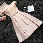 Custom Made Light Pink Off Shoulder Prom Dress, Short Graduation Dress, Pink Homecoming Dresses