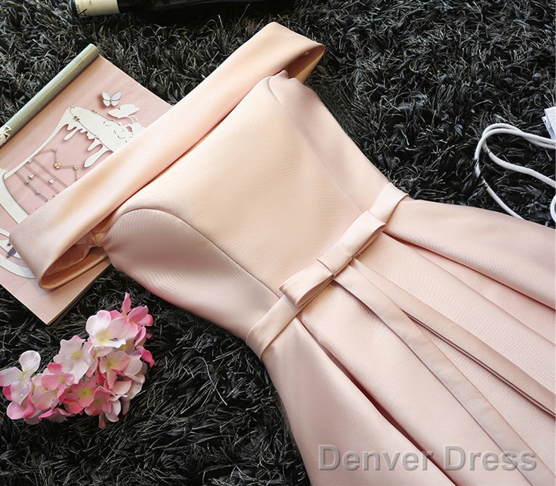 Custom Made Light Pink Off Shoulder Prom Dress, Short Graduation Dress, Pink Homecoming Dresses
