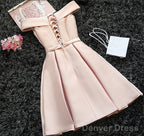 Custom Made Light Pink Off Shoulder Prom Dress, Short Graduation Dress, Pink Homecoming Dresses