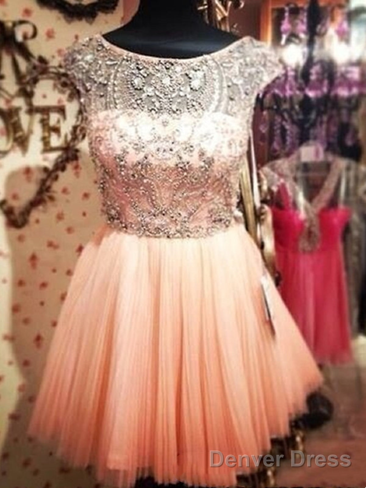 Custom Made Round Neck Pink Short Prom Dress, Short Graduation Dress, Short Homecoming Dresses