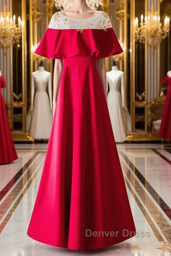 Custom Made Round Neck Red Long Prom Dress, Red Prom Gowns, Prom Dresses Main image