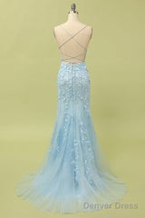 Custom Made Spaghetti Straps Long Lace Mermaid Prom Evening Dresses