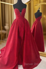 Custom Made Sweetheart Neck Backless Red Ball Gown, Red Prom Dresses, Red Formal Dresses
