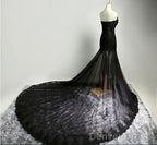 Custom Made Sweetheart Neck Mermaid Black Lace Prom Dresses With Sweep Train, Black Lace Formal Dresses
