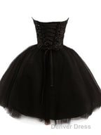 Sweetheart Short Black Lace Prom Dresses, Black Lace Graduation / Homecoming Dresses