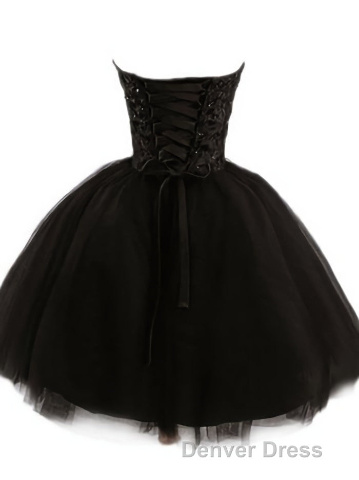 Sweetheart Short Black Lace Prom Dress, Black Lace Graduation Homecoming Dresses