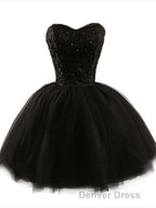 Sweetheart Short Black Lace Prom Dresses, Black Lace Graduation / Homecoming Dresses