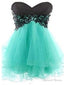 Sweetheart Sleeveless Short Black Lace Green Prom Dress, Homecoming Dress, Graduation Dresses