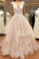 Custom Made Tulle Lace Long Prom Gown, Lace Evning Dresses