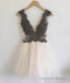 Custom Made V Neck Beaded Short Prom Dress. Cute Homecoming Dresses