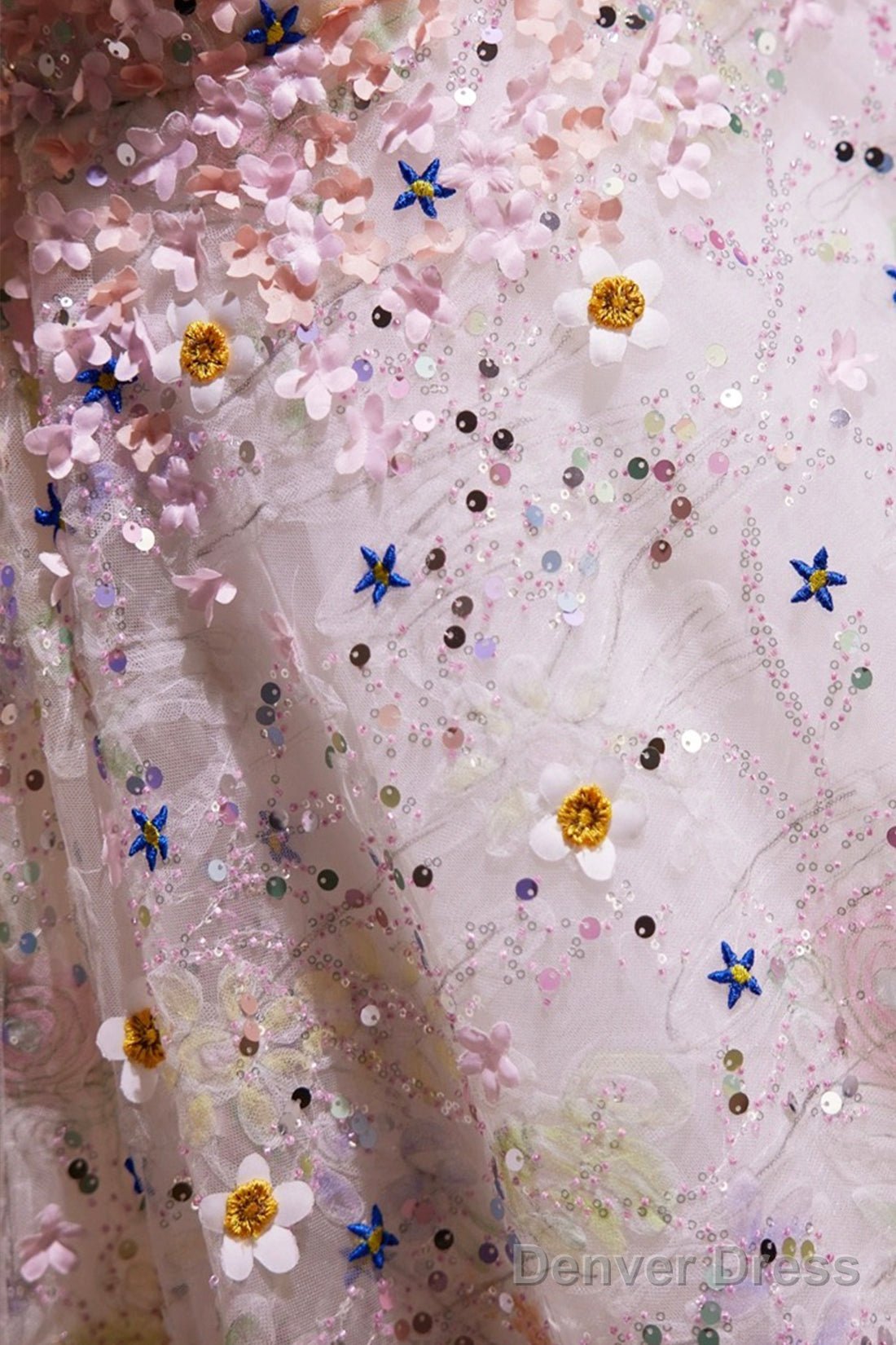 Cute 3D Floral Knee Length Prom Dress, A-Line Strapless Homecoming Dresses