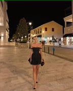 cute A Line black strapless homecoming Dresses 18th birthday outfits