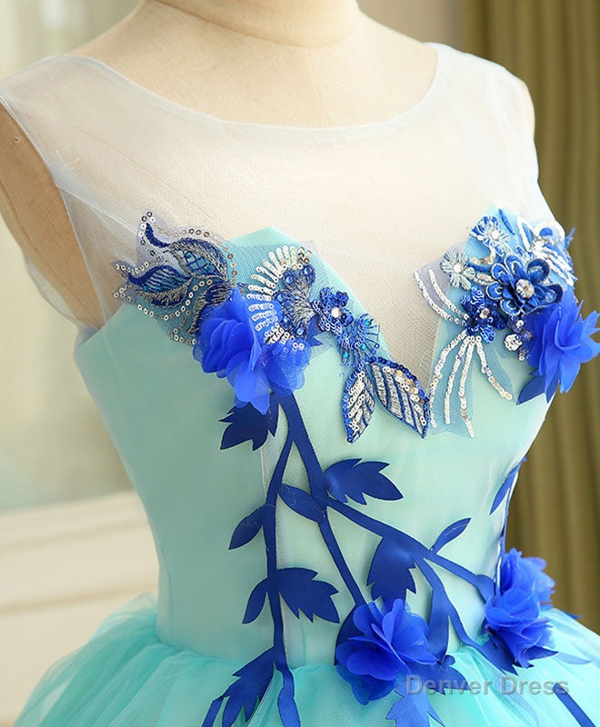Cute A Line Blue Tulle Mini/Short Prom Dress, Blue Homecoming Dress Secondary image