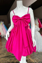 Cute A Line Fuchsia Bow Short Homecoming Dresses