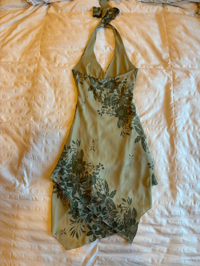 Cute A Line Halter Green Short Chiffon Homecoming Dress Cocktail Dresses