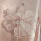 Cute A Line Halter Pink Travel Vacation Dress Short Satin Birthday Dresses