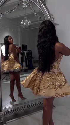Cute A Line Halter Sequin Short Gold Homecoming Dresses Main image