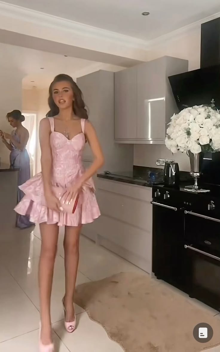 Cute A Line Pink Straps Short Summer Birthday Dress Hoco Dress Birthday Outfit 19Th Birthday Mini Prom Dresses Secondary image