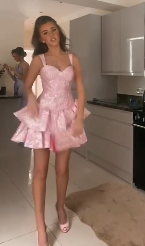 Cute A Line Pink Straps Short Summer Birthday Dress Hoco Dress Birthday Outfit 19Th Birthday Mini Prom Dresses