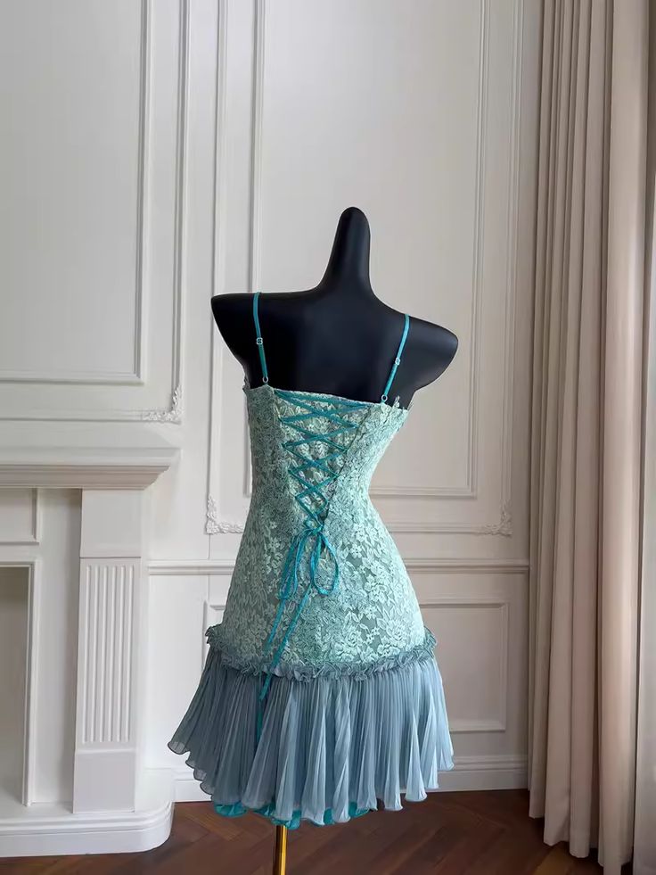Barbie Raquel A Line Spaghetti Straps Green Lace Short Outfit Homecoming Dresses