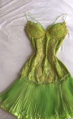 Barbie Raquel A Line Spaghetti Straps Green Lace Short Outfit Homecoming Dresses