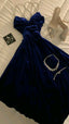 Cute A Line Spaghetti Straps Royal Blue Velvet Homecoming Dresses 21St Birthday Outfit