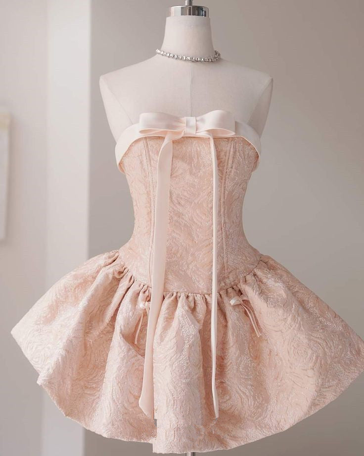 Cute A Line Straples Satin Pink Homecoming Dress 18Th Birthday Dresses