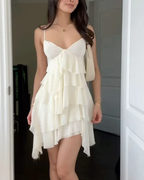 Cute A Line Straps Ivory Short Chiffon Homecoming Dress Cocktail Dresses