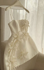 Cute A Line Straps Satin Ivory Homecoming Dress Prom Dresses