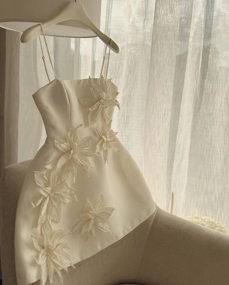 Cute A Line Straps Satin Ivory Homecoming Dress Prom Dresses