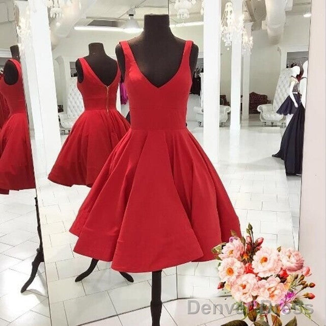 Cute A Line V Neck Homecoming Dresses Short Satin Prom Gown Secondary image