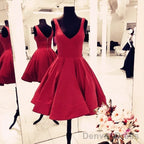 Cute A Line V Neck Homecoming Dresses Short Satin Prom Gown