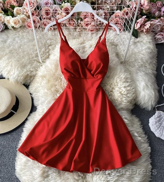 Cute A Line V Neck Short Dress Homecoming Dresses Main image