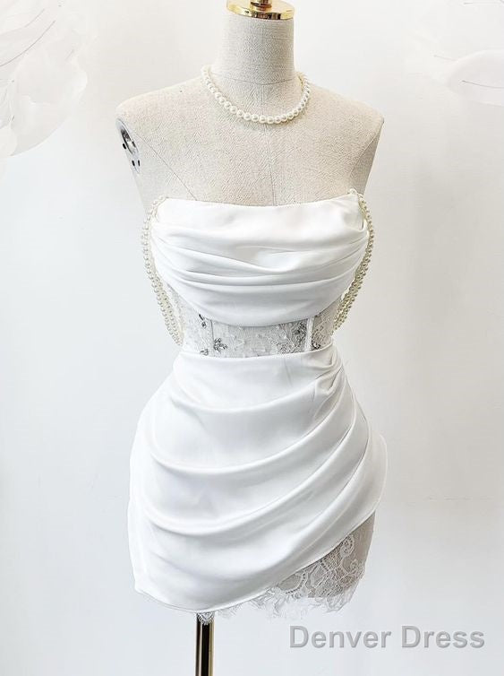 Cute A Line White Strapless Homecoming Dresses 18Th Birthday Outfits