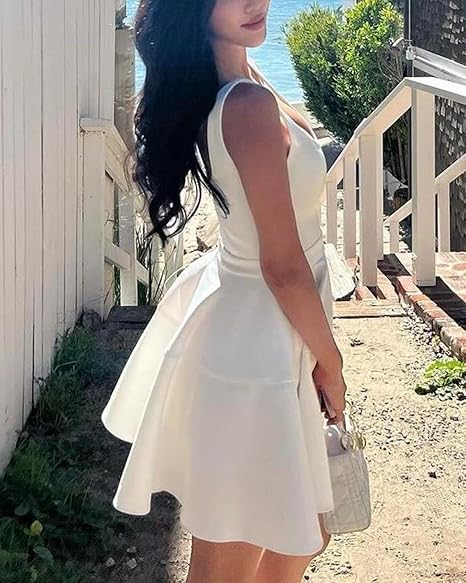 Cute A Line White Straps Homecoming Dresses 18Th Birthday Outfits