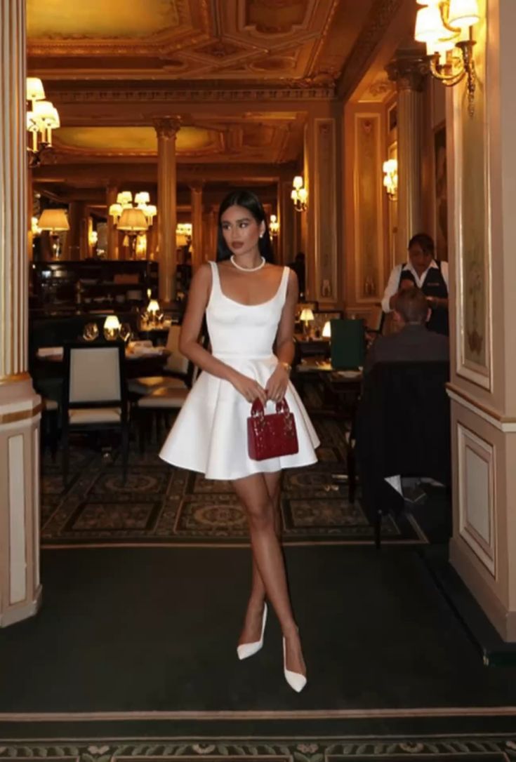 Cute A Line White Straps Homecoming Dresses 18Th Birthday Outfits Main image