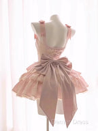 Cute Ball Gowns Straps Sleeveless Short Pink Birthday Dresses Birthday Outfits