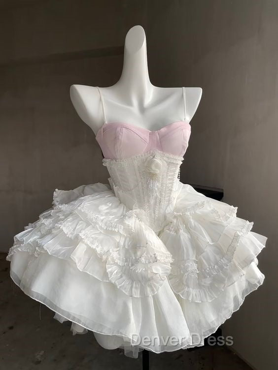 Cute Ball Gowns White Straps Homecoming Dresses 18Th Birthday Outfits Secondary image